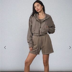 Elwood Babydoll Crop Zip Thermal Hoodie, size M, COLOR: VINTAGE NAVY